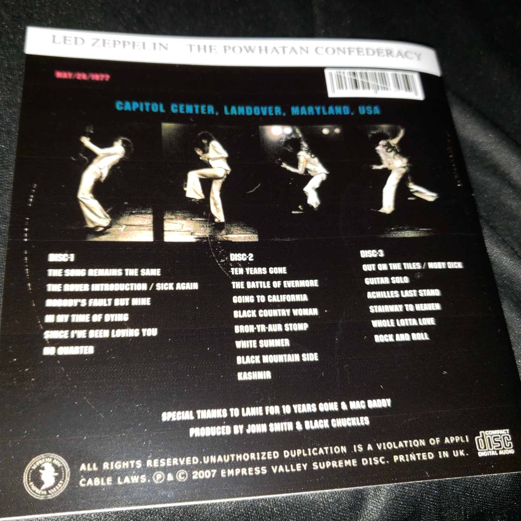 Led Zeppelin 3 CD Powhatan Confederacy Live in Landover 1977 Jimmy