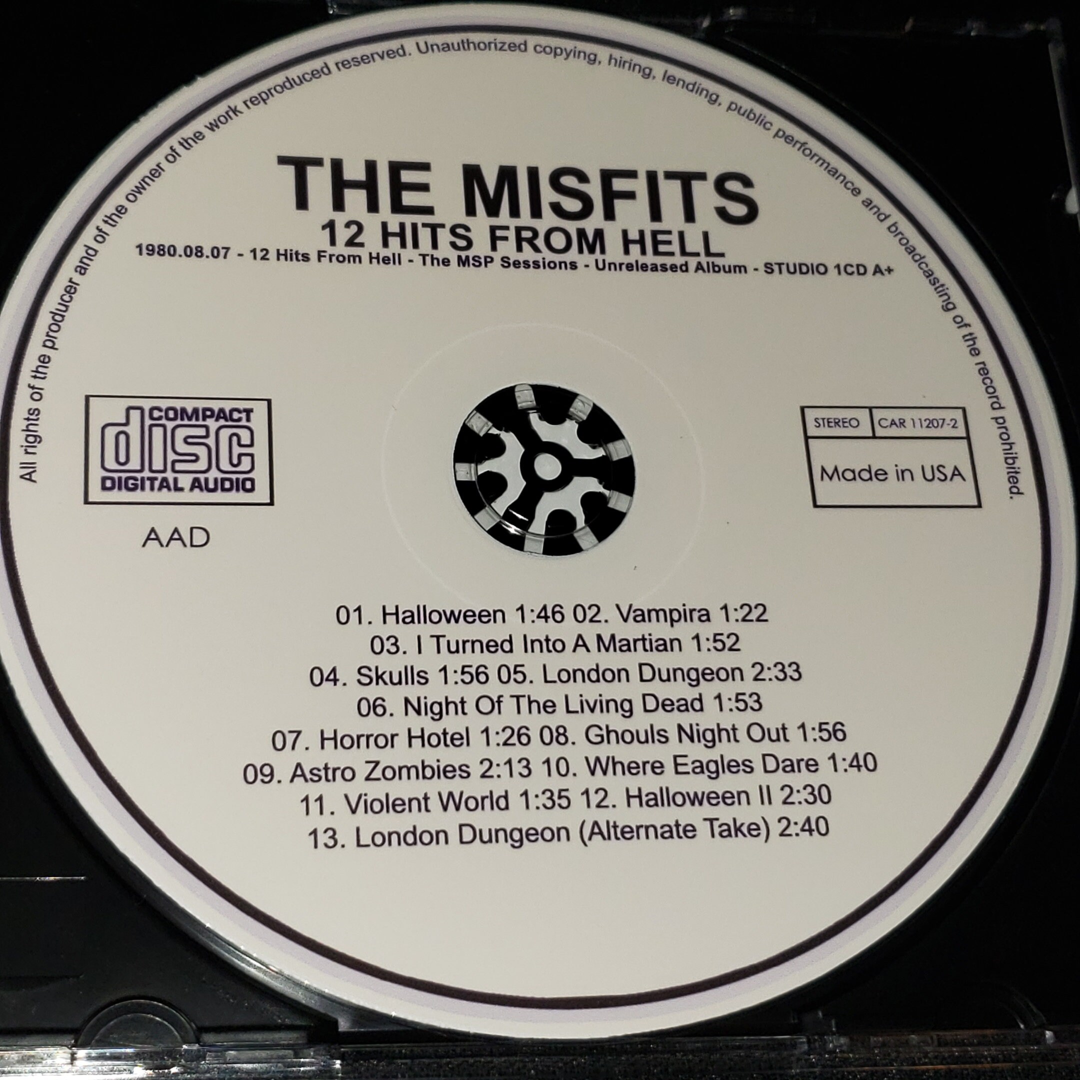 Misfits Live 1 CD 12 Hits From Hell the MSP Sessions August