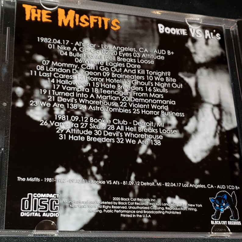 Misfits 1 CD Bookie VS Al's Two shows Detroit 81 and LA 82 Danzig Samhain image 5