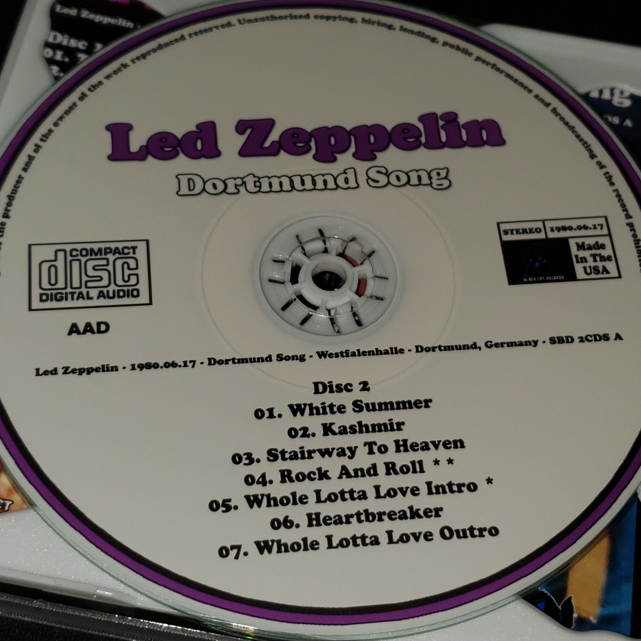 Led Zeppelin Live 2 CD Set Dortmund Song Live in 1980 Germany