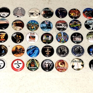 35 Blue Oyster Cult Buttons 1&quot; Inch Pin Mini Vinyl LP Album Button Set BOC Godzilla Don&#39;t Fear The Reaper More Cowbell
