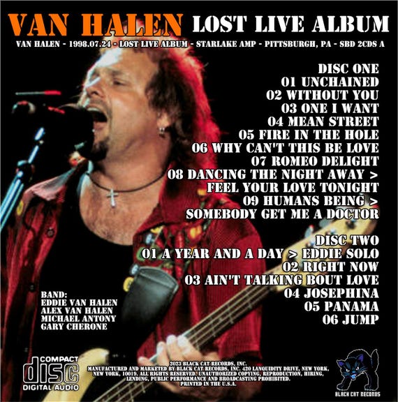 Van Halen 2 CD Set Lost Live Album 1998 With Gary Cherone in