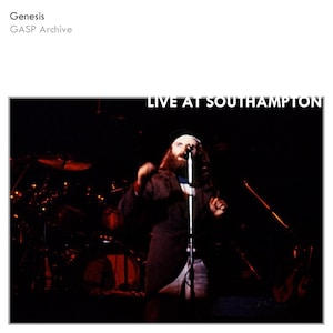 May include: A black and white photo of a man with a beard singing into a microphone on stage. The text "LIVE AT SOUTHAMPTON" is displayed at the top of the image.