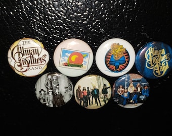 7 Allman Brothers Refrigerator Magnet or Button Gregg Duane Eat A Peach Live At Fillmore Southern Rock - Lot A