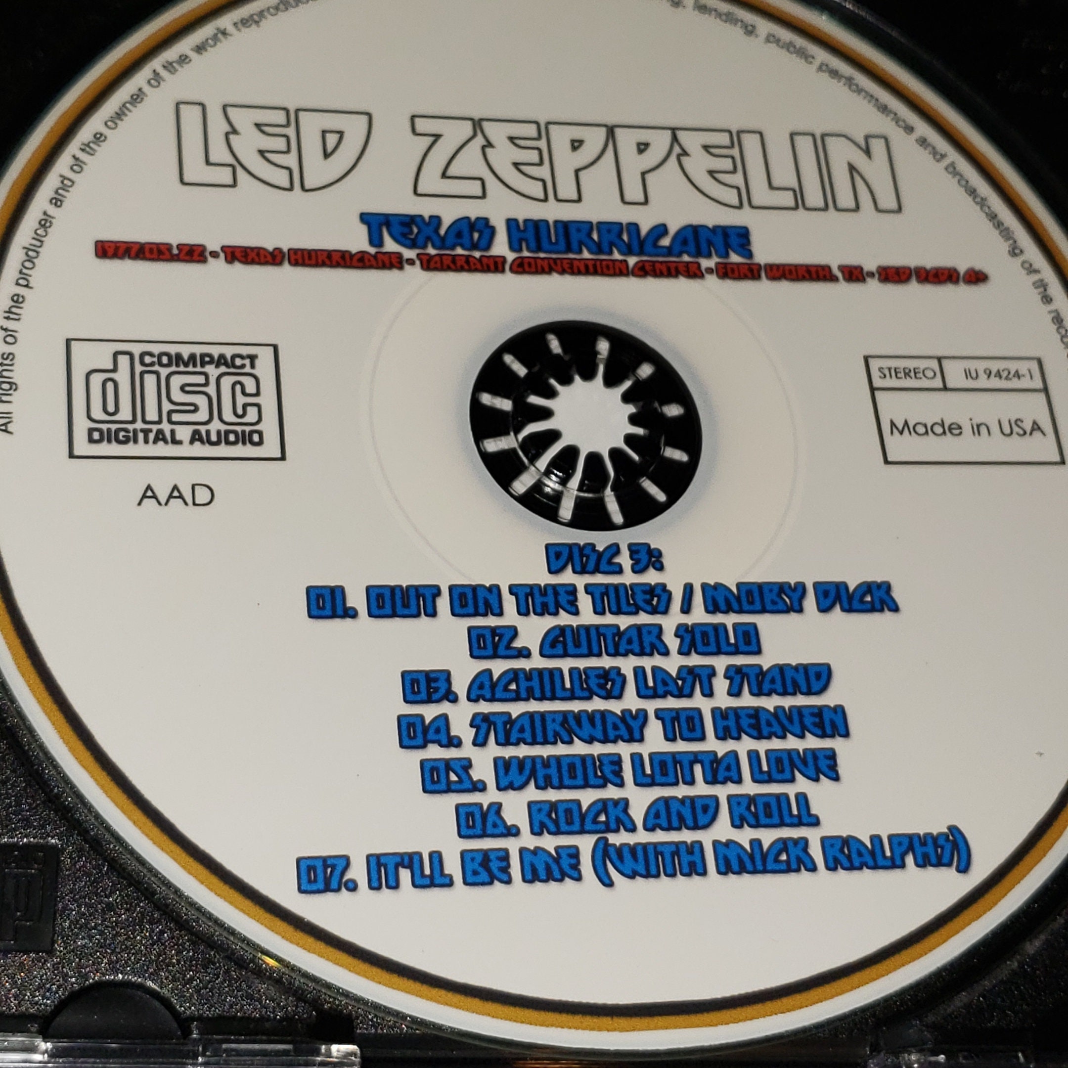 Led Zeppelin 3 CD Set Texas Hurricane Live 1977 Fort Worth Texas