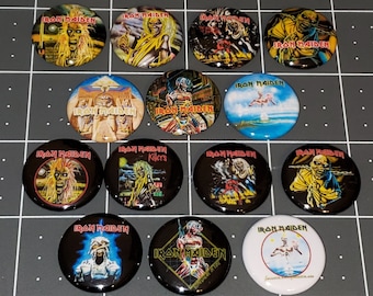 14 Iron Maiden Buttons 1 Inch Button Pin Mini LP Vinyl Album Concert Shirt Lot A