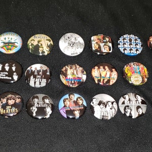 21 The Beatles Buttons 1&quot; Inch Pins Mini Vinyl LP Albums Paul McCartney Lennon