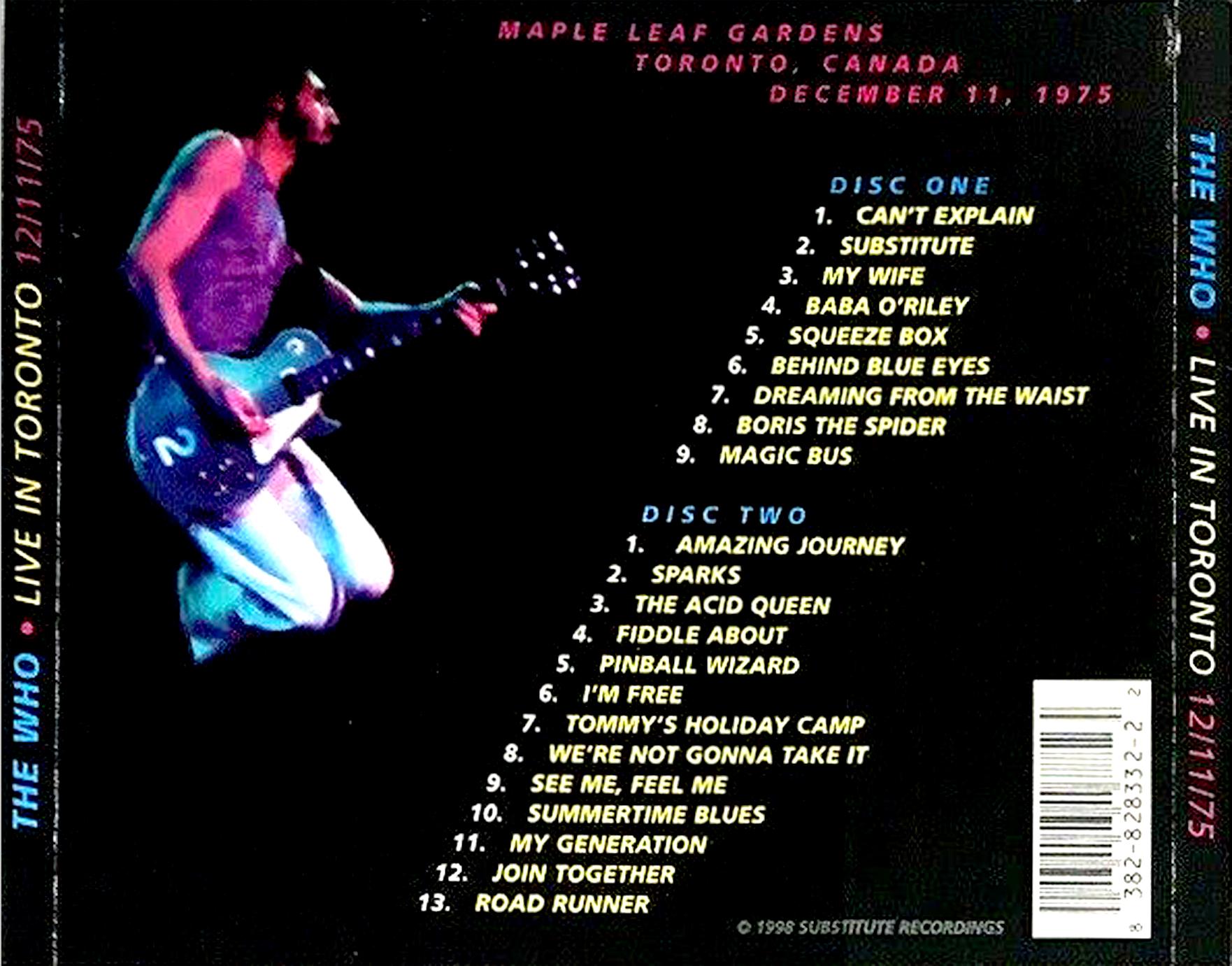 The Who Live 1975 Maple Leaf Gardens Toronto Canada 2 CD Set SBD