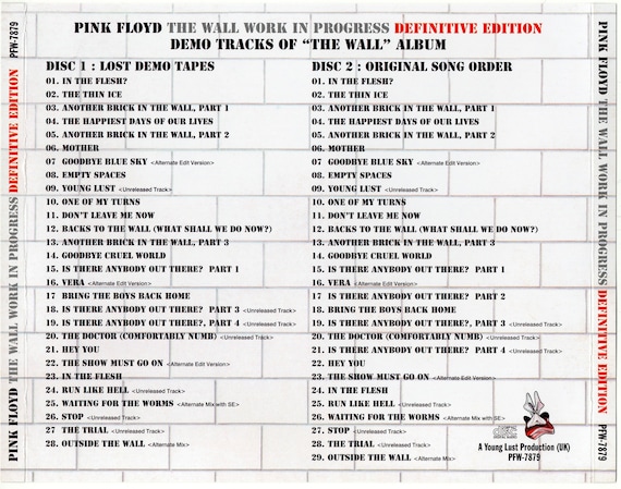Pink Floyd Live 2 CD Work in Progress Wall Demos + More Definitive