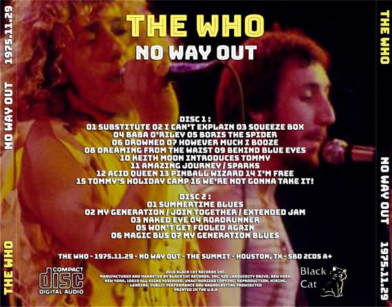 The Who Live 1975 No Way Out Summit Houston TX 2 CD Set SBD with Keith Moon