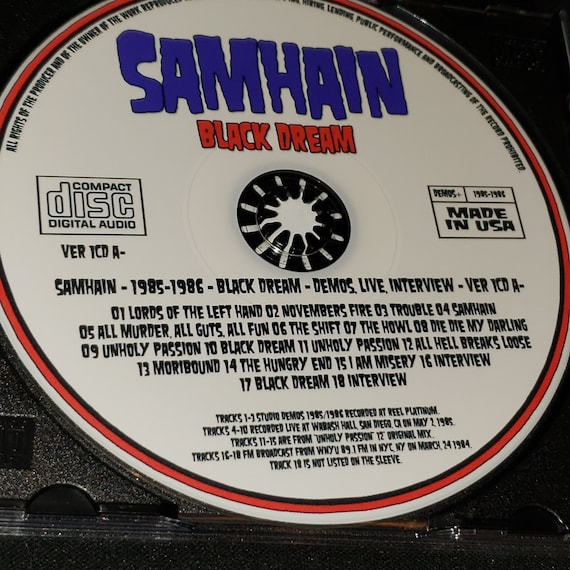 Samhain 1 CD Black Dream Demos Live Interview 1985-1986 Misfits 