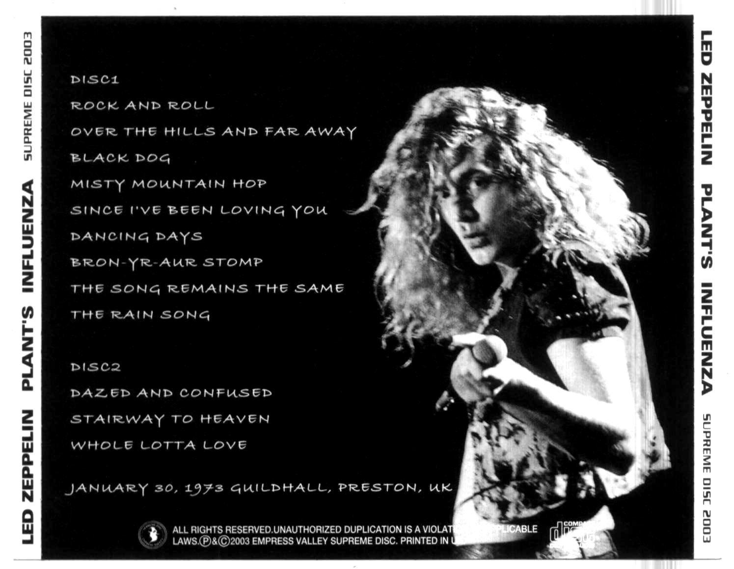 Led Zeppelin 2 CD Plant's Influenza Live in Preston UK at