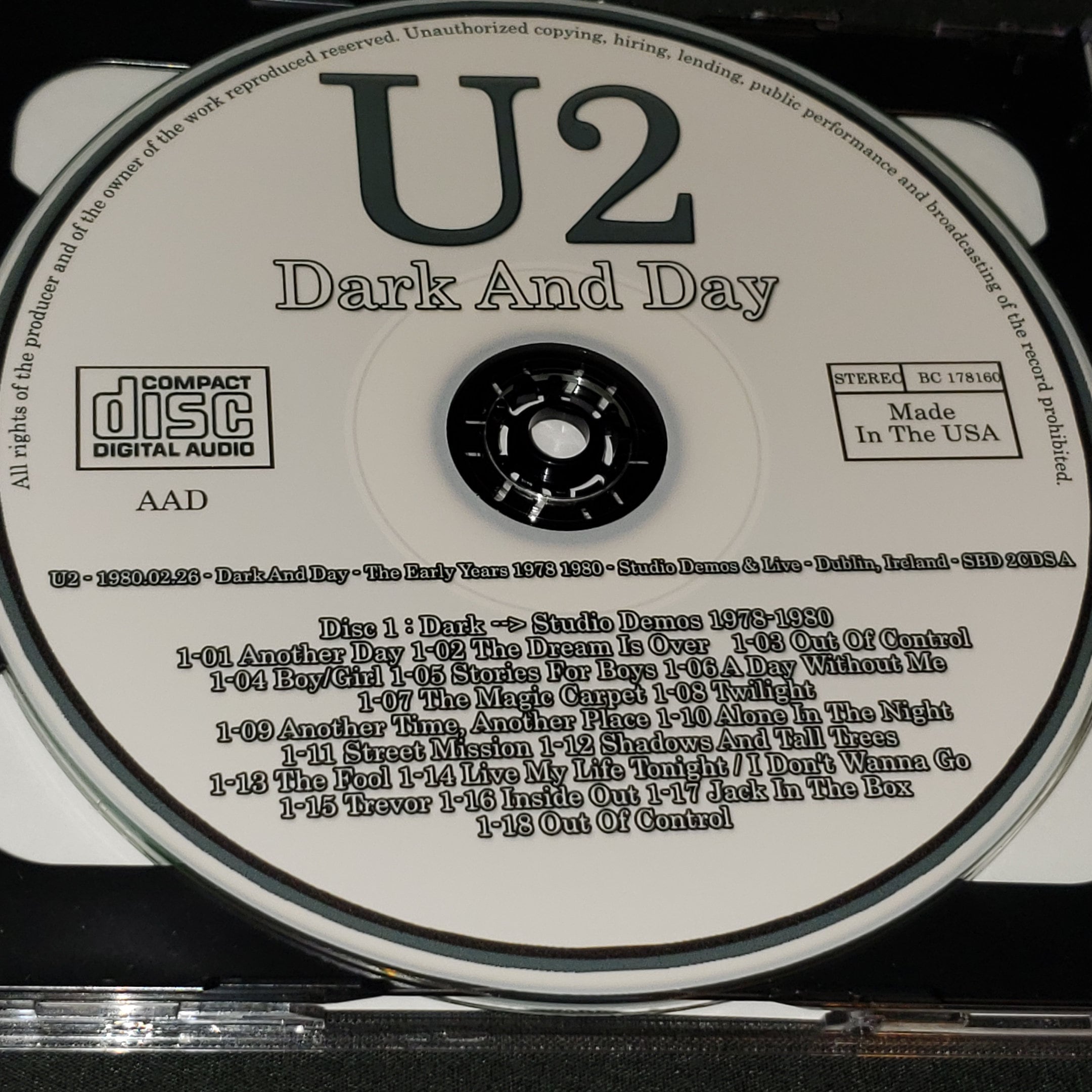 U2 Live 2 CD 1980 Dark and Day the Early Years 1978 1980 Studio