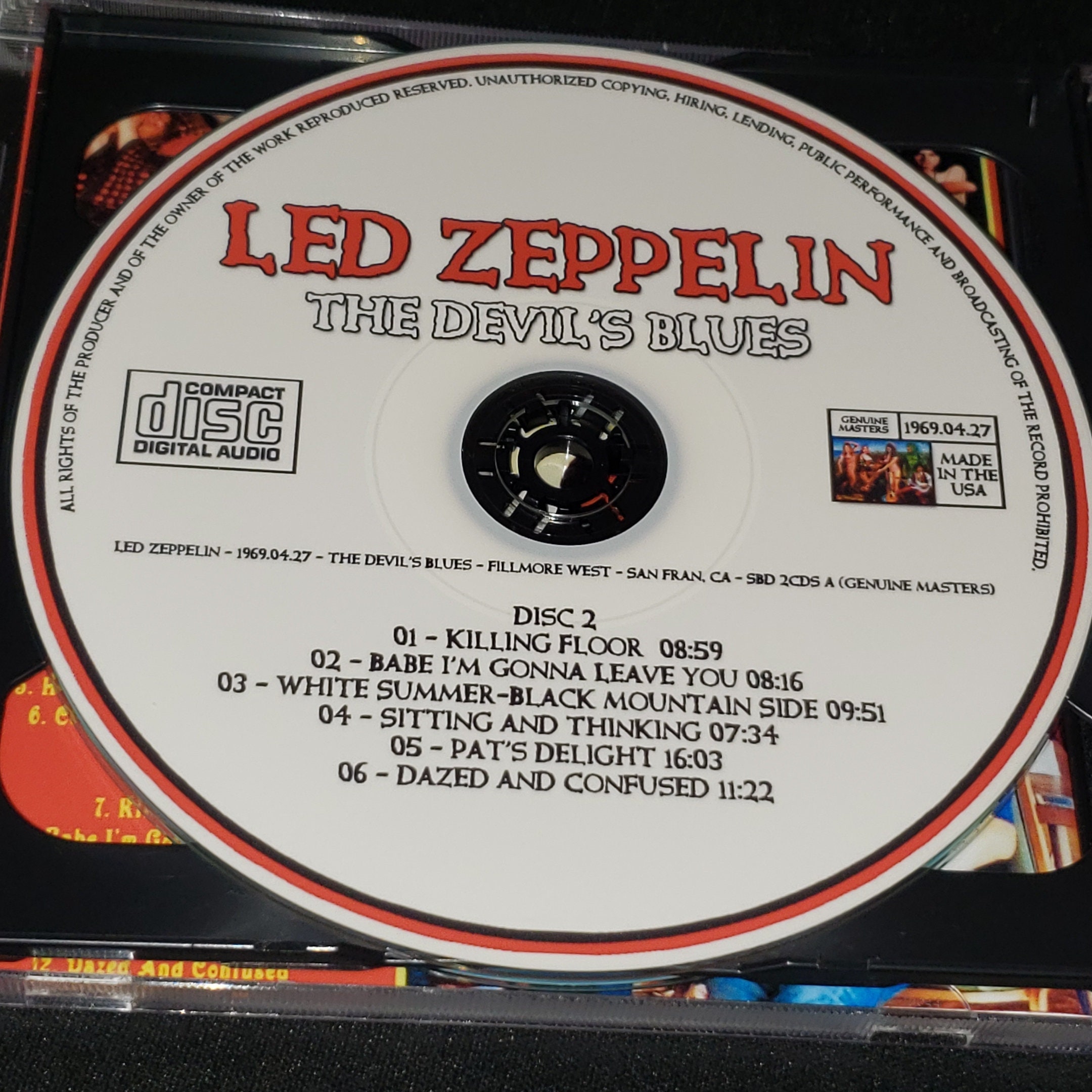 Led Zeppelin Live 2 CD Set the Devil's Blues Live at Fillmore West in 1969  Jimmy Page Robert Plant 