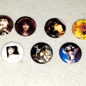 7 Kate Bush Buttons Button Pin Pins Mini Album LP Record Covers Replica Dreaming Lionheart Kick Inside - Lot A