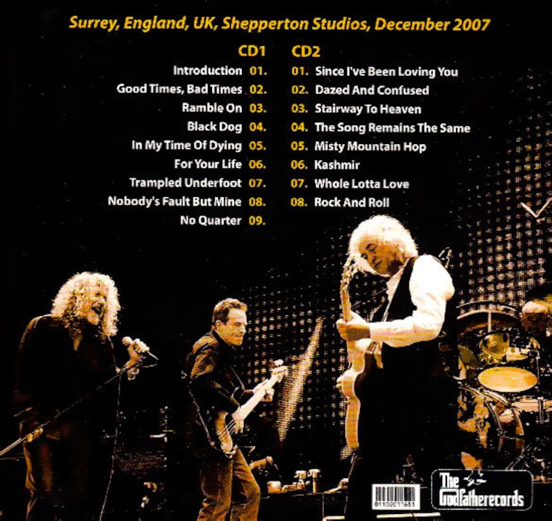 Led Zeppelin Live 2 CD Set O2 Arena Rehearsals in Surrey UK 2007 Jimmy ...