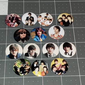14 Beatles Buttons 1 Inch Button John Paul George Ringo Mini Pin Pins Faces Butcher Cover - LOT D