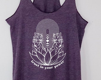 Camiseta de tirantes de tigre, camiseta de tirantes de yoga, camiseta de tirantes bohemia para mujer