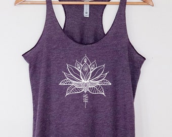 Lotus Tank Top, Lotus Shirt, Yoga Shirt