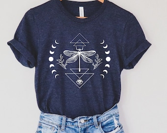 Dragonfly Shirt - Women's Dragonfly and Flower Tee - Super Soft Bella Canvas Shirt