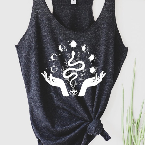 Mystical Snake Racerback Tank Top, Snake Top for Woman