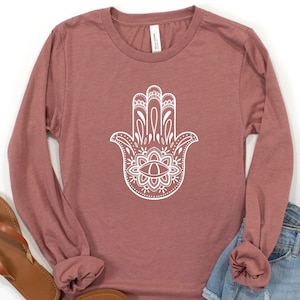 Hamsa Long Sleeve Tee, Hamsa Hand, Evil Eye
