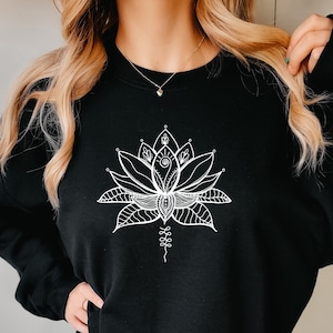 Lotus Flower Sweatshirt, Yoga sweatshirt, Lotus sweatshirt for women