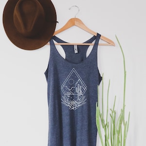 Desert Mountain Tank Top, Graphic Nature Tank, Woman Yoga Tank Top, Comfy Tank, Super Soft Tank Top
