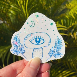 Mushroom and Third Eye Holographic Sticker