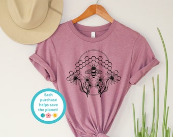 Camisa de abeja y nido de abeja para mujer, camisa suave de abejorro