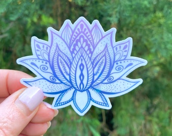 Blue & Purple Holographic Lotus Sticker, Lotus Flower Sticker, Zen Sticker, Yoga Sticker