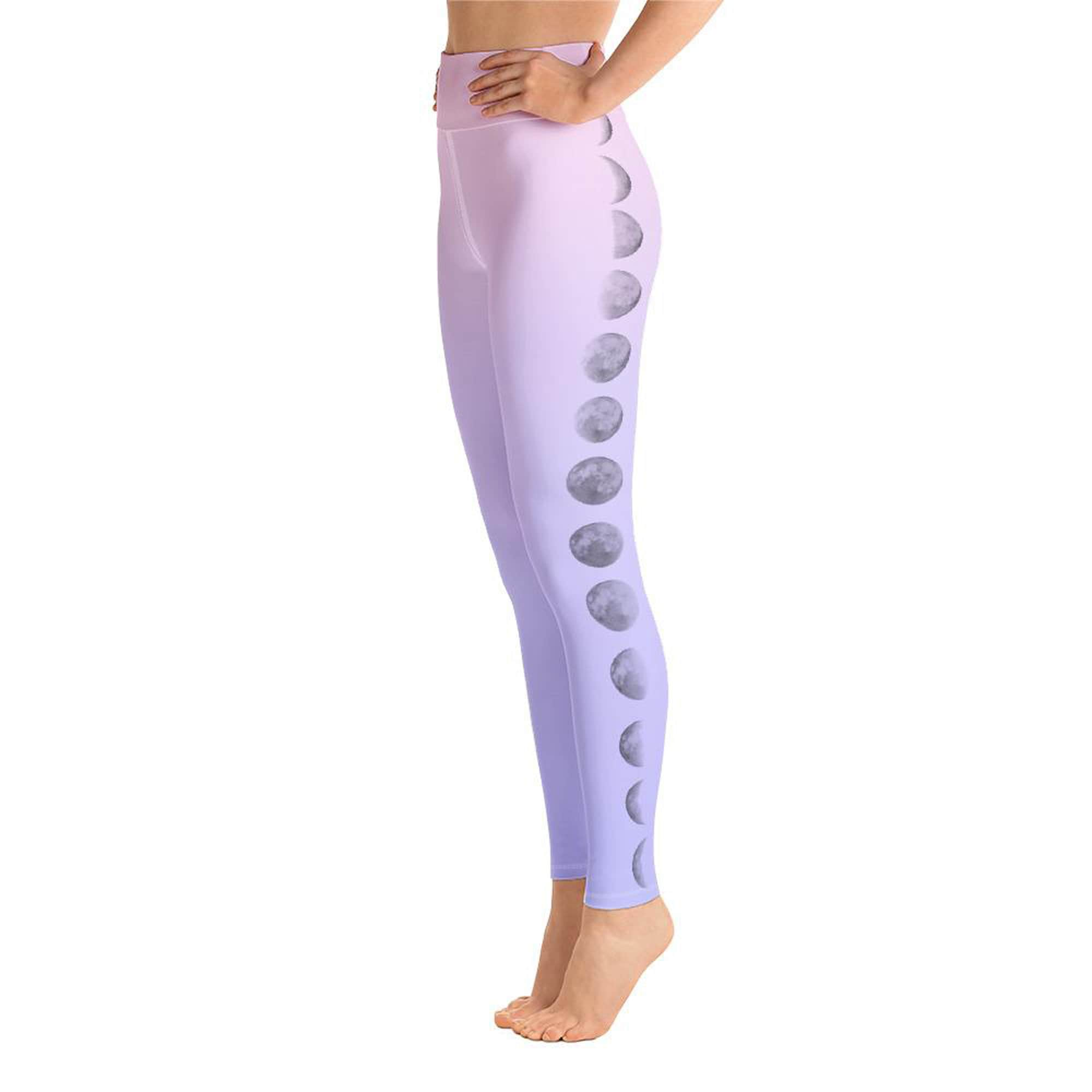 Moon Phases Leggings, Purple and Pink Leggings, Ombre Leggings 