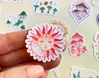 Adesivo Sole e Luna - Confezione di adesivi minuscoli - Adesivo Sole e Luna minuscolo - Confezione di adesivi mini - Pacchetto di adesivi