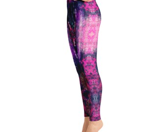 Festival Leggings, abstrakte Leggings, Mandala Leggings, lila und rosa Leggings