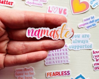 Mini Holographic Namaste Yoga Sticker - Tiny Laptop Sticker - Yoga Sticker - Tiny Sticker Pack