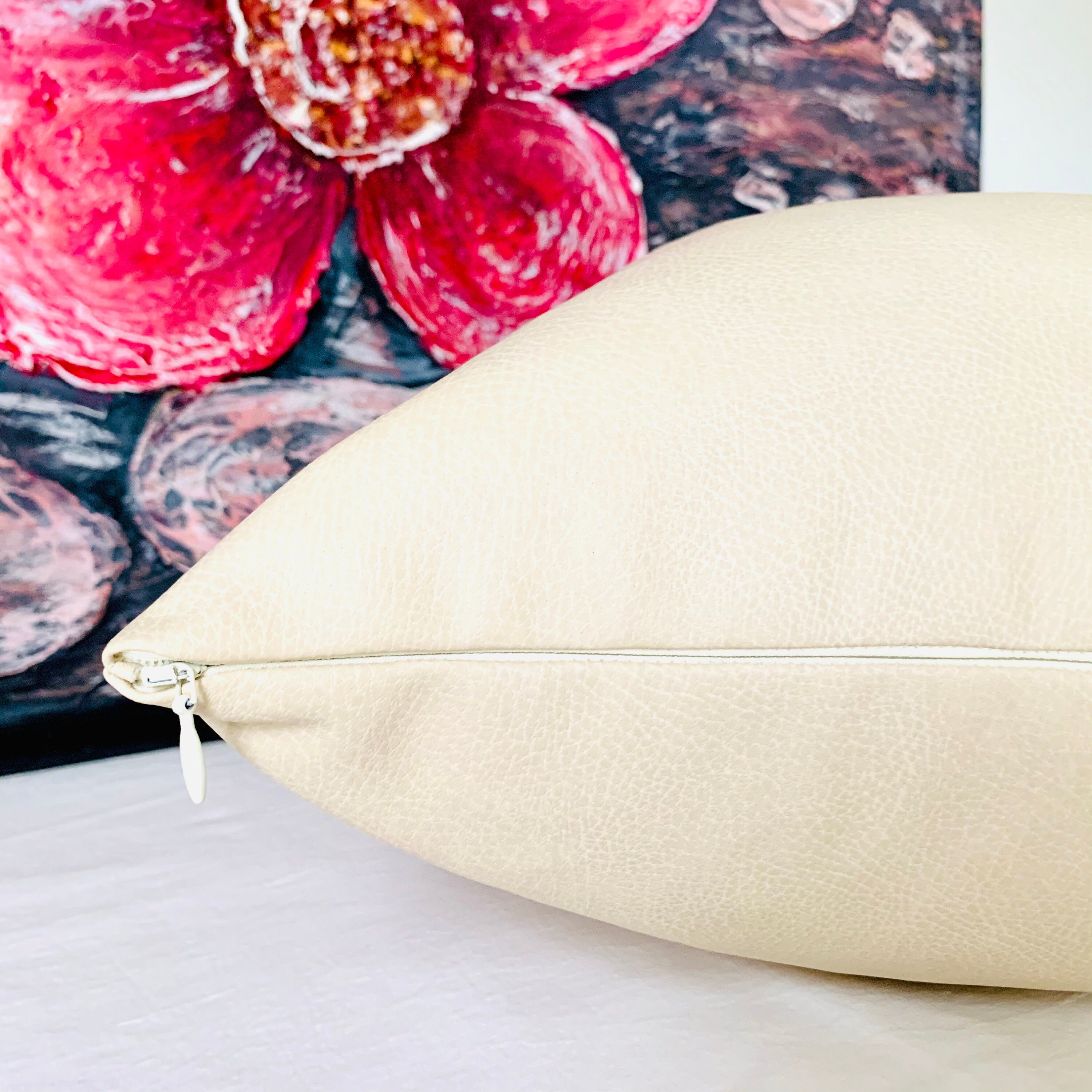 Cuero Beige Almohada Cubierta Sala de cojín cuero artificial | Etsy