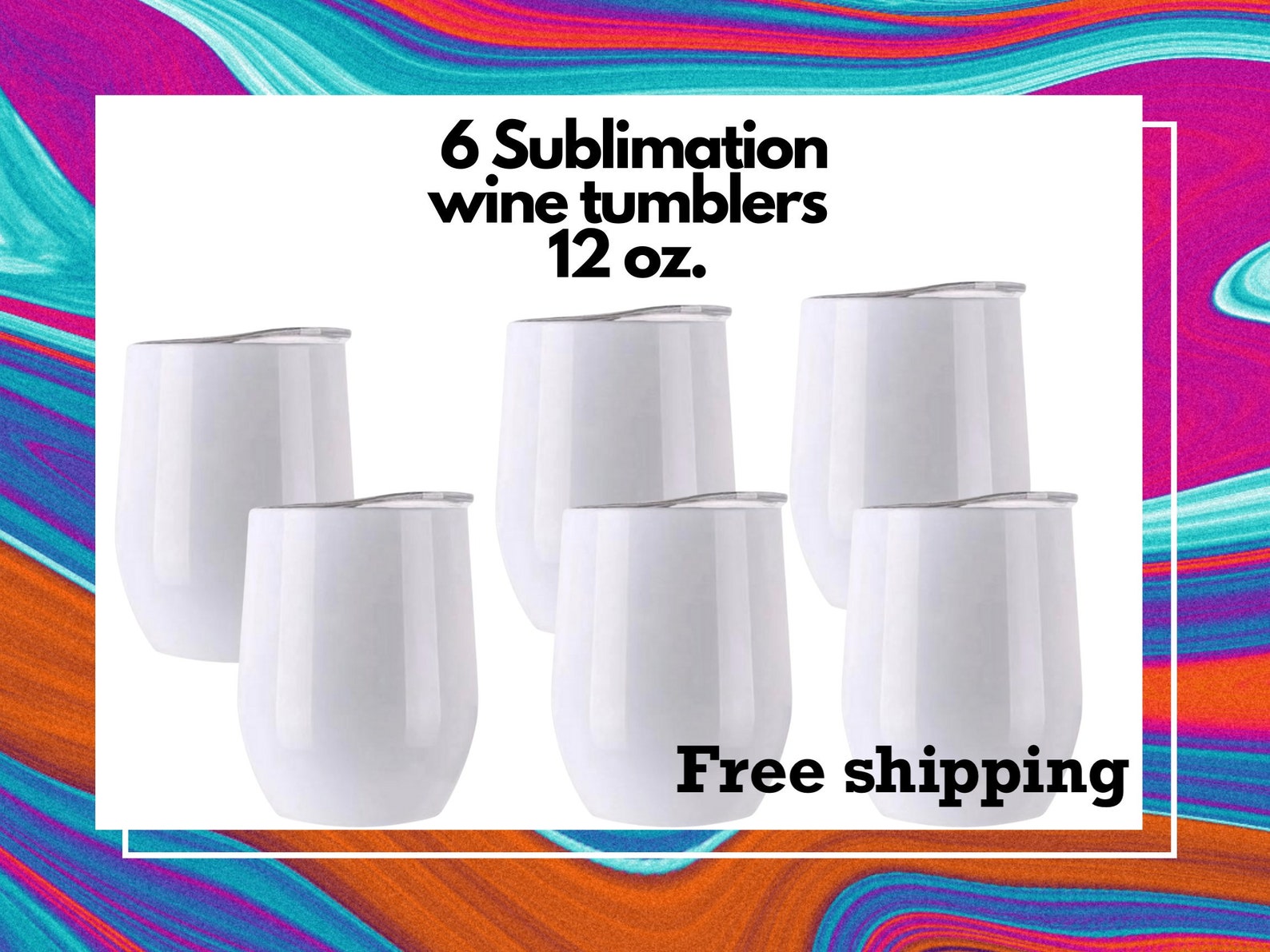 6 sublimation wine tumblers SUBLIMATION BLANKS 12oz wine Etsy