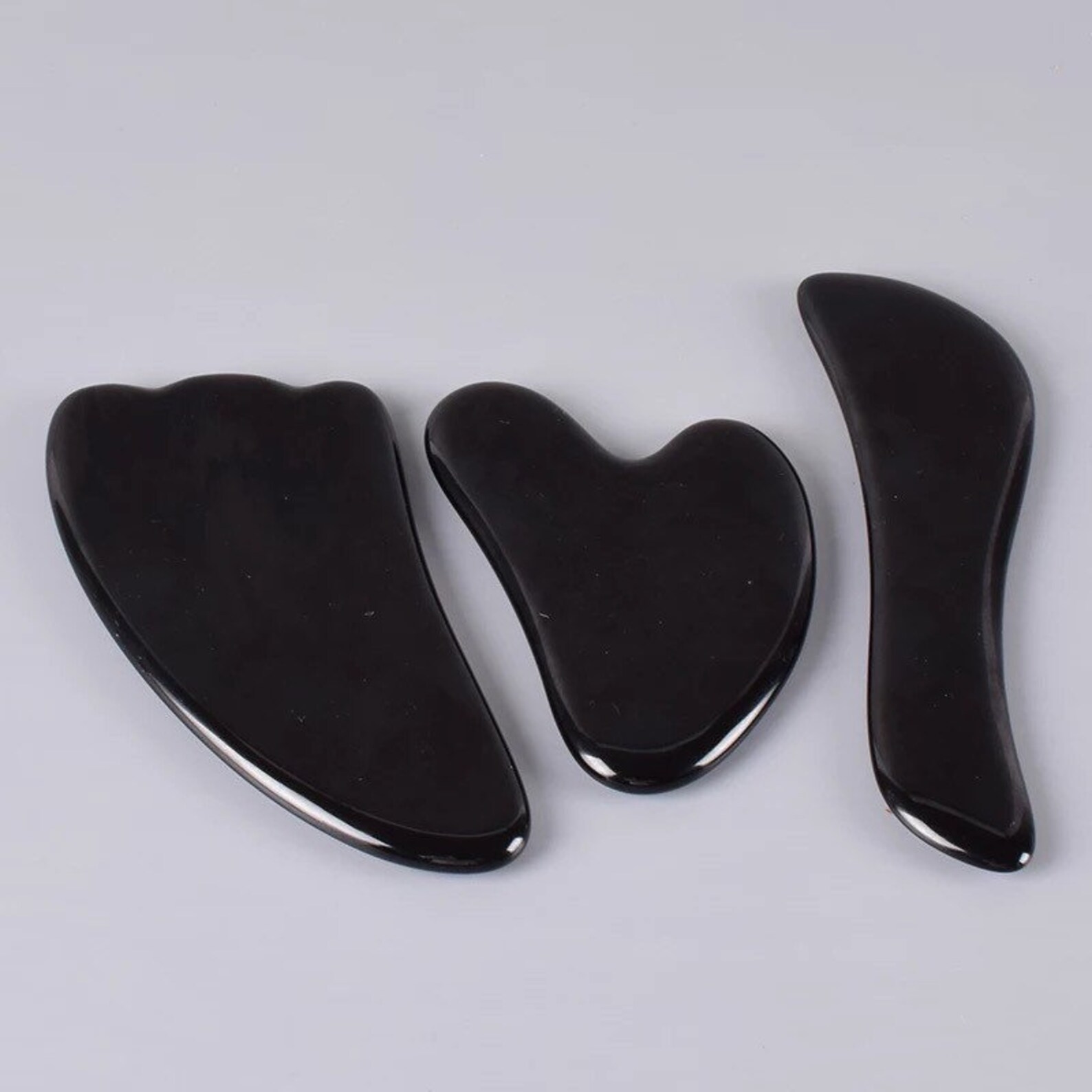 BLACK OBSIDIAN Gua Sha Massage Stone Gift Set of 3 Etsy