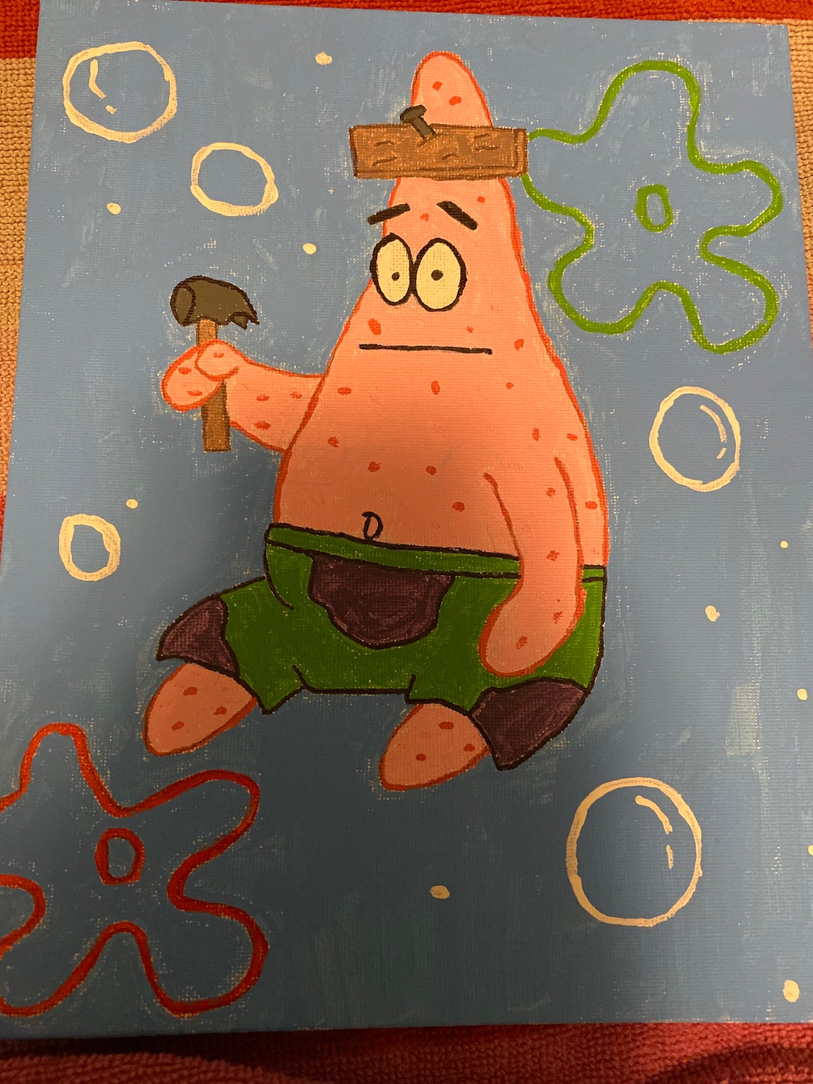 Patrick nail in head painting | Etsy