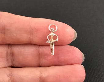 Tiny vintage 925 sterling silver ballerina bracelet charm