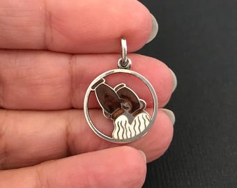 Vintage Aquarius Zodiac 925 sterling silver enamel pendant or bracelet charm