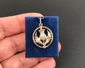 Vintage deadstock sterling silver Scottish Thistle bracelet charm