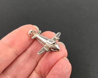 Vintage silver Cargo Plane with Cars opening bracelet charm