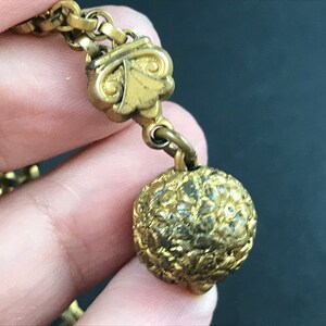 Antique Victorian rolled gold pocket watch dangle attachment with ball fob, Albertina accessory image 7