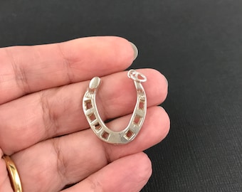 Vintage sterling silver Lucky Horseshoe pendant or large charm
