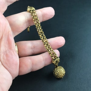 Antique Victorian rolled gold pocket watch dangle attachment with ball fob, Albertina accessory image 3