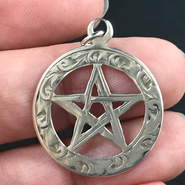 Antique 1906 hallmarked Edwardian 925 sterling silver Star of David watch fob or pendant