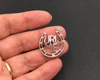 Vintage 1960s sterling silver UR 4 ME horseshoe pendant or large bracelet charm