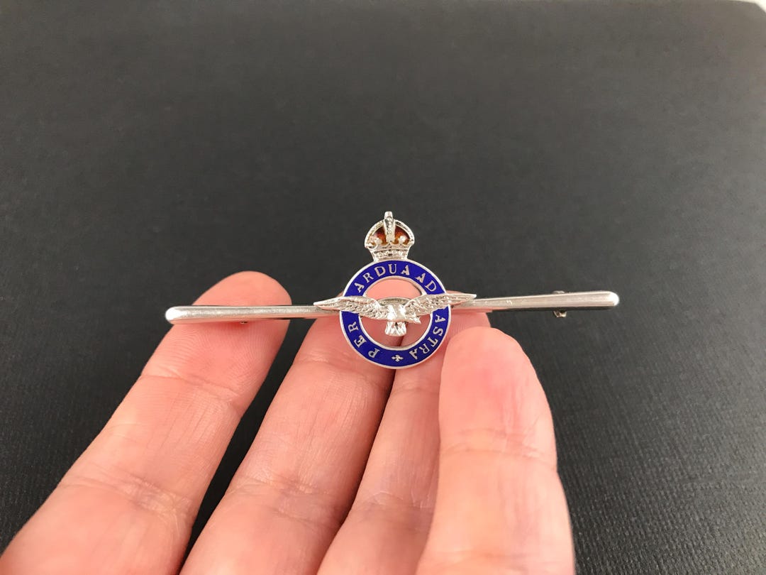 Vintage WWII Era Sterling Silver Enamel Royal Air Force RAF Sweetheart ...