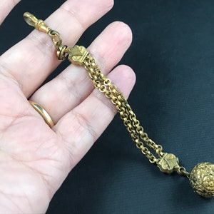 Antique Victorian rolled gold pocket watch dangle attachment with ball fob, Albertina accessory image 1
